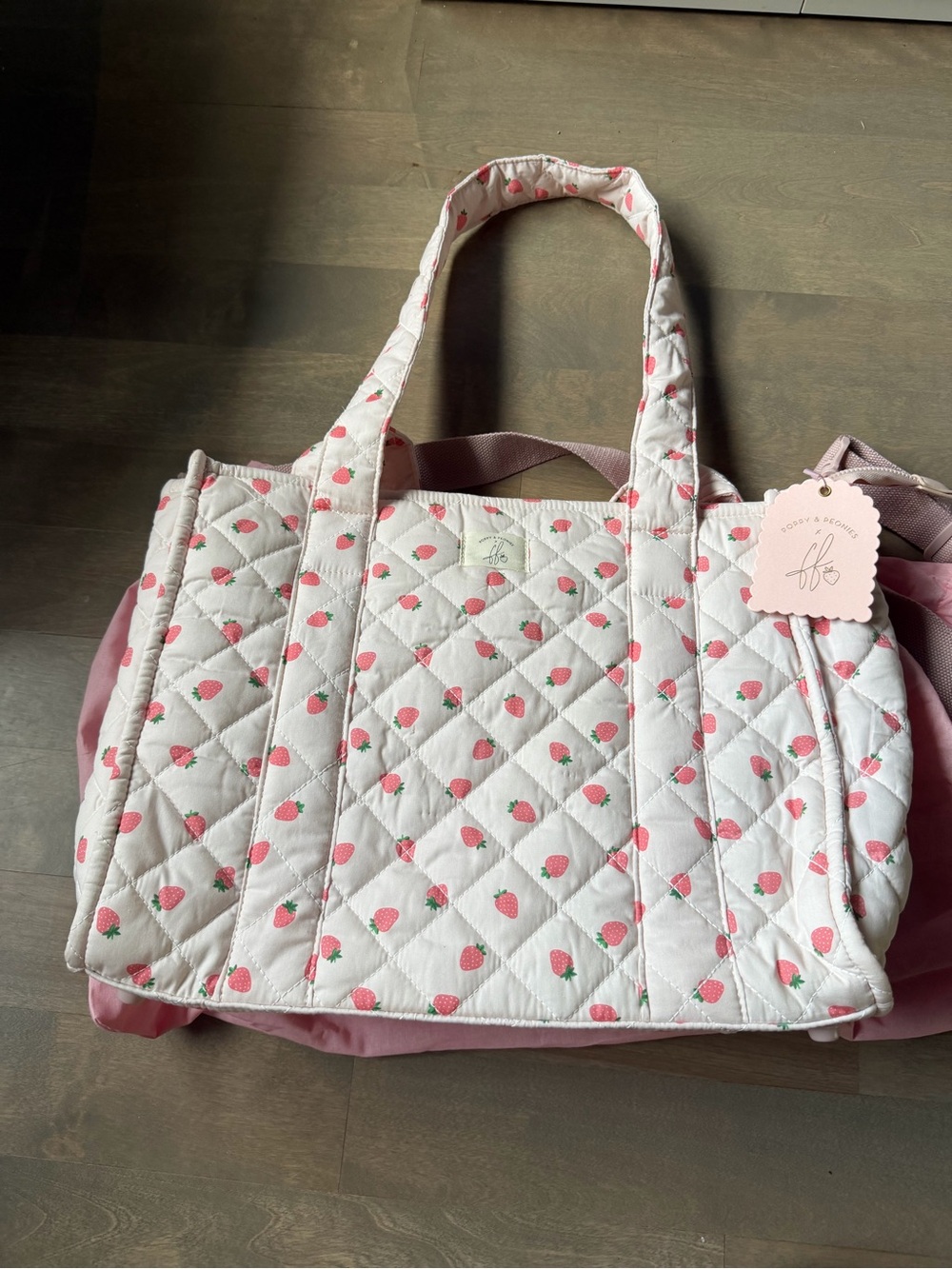Poppy & Peonies On-The-Go Strawberry Print Tote Bag